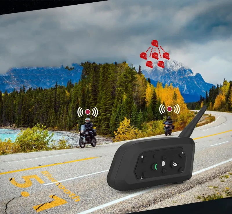 V6Pro Motorcycle Helmet Bluetooth Intercom – 800m Range Single Pack