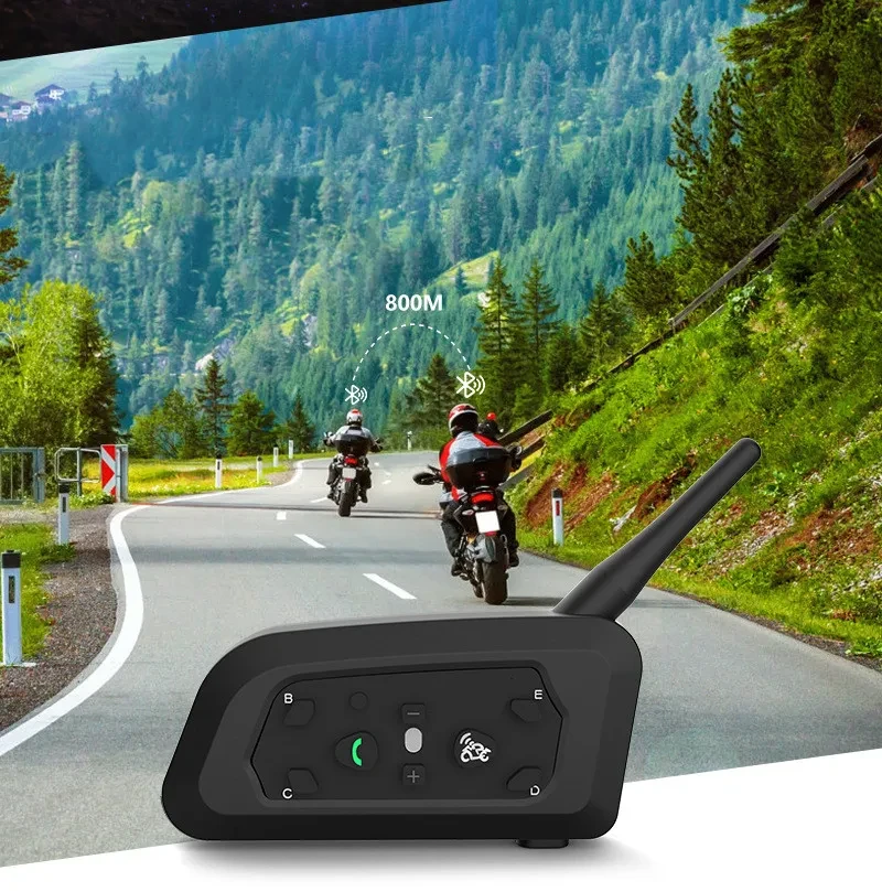 V6Pro Motorcycle Helmet Bluetooth Intercom – 800m Range Single Pack