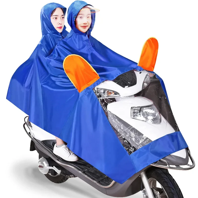 TwinRide Waterproof Poncho β Dual Seat E-Bike & Motorcycle Rain Cover