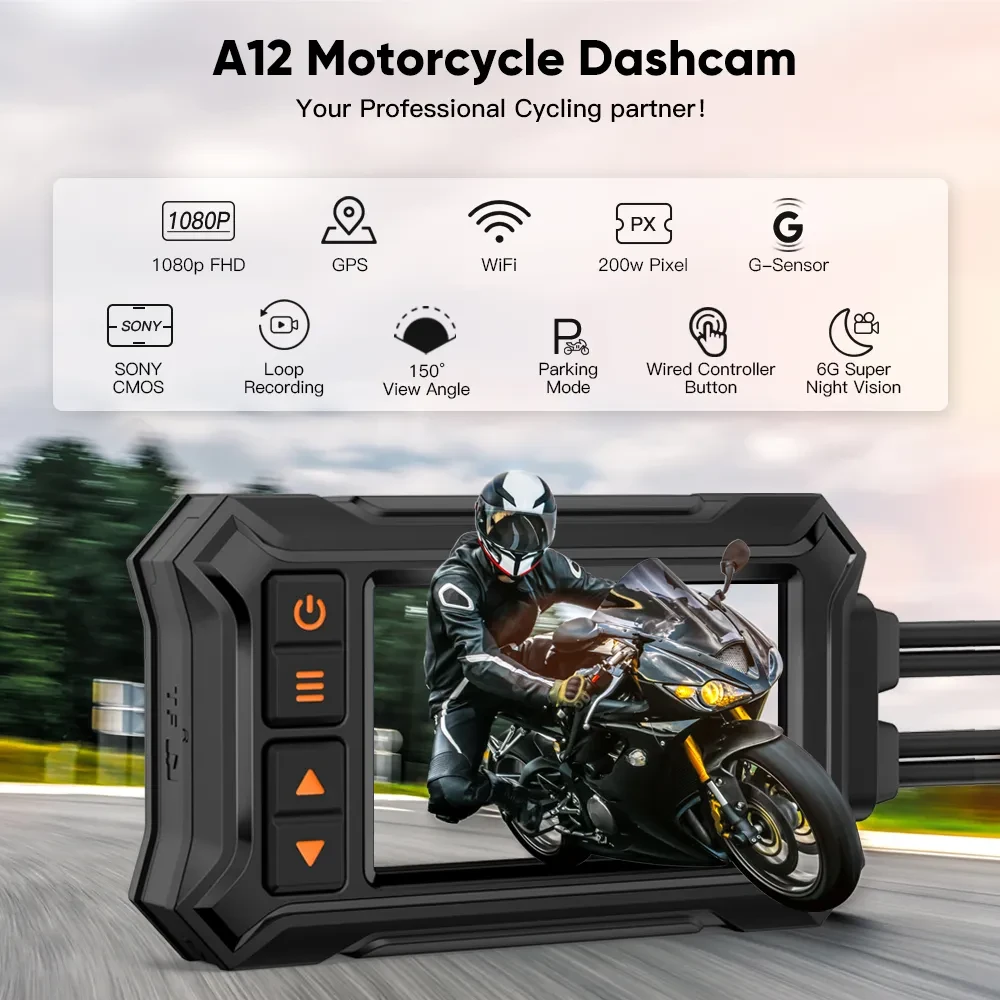 RideCam Pro β Dual Lens 1080P Waterproof Motorcycle GPS DVR