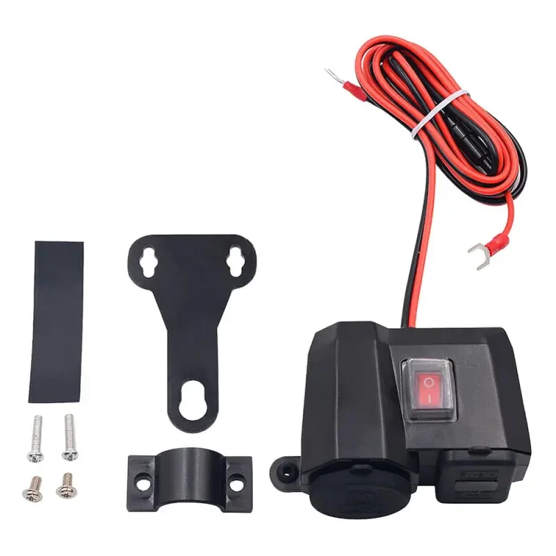 Dual USB Waterproof Power Socket with Voltage Display for Motorbikes