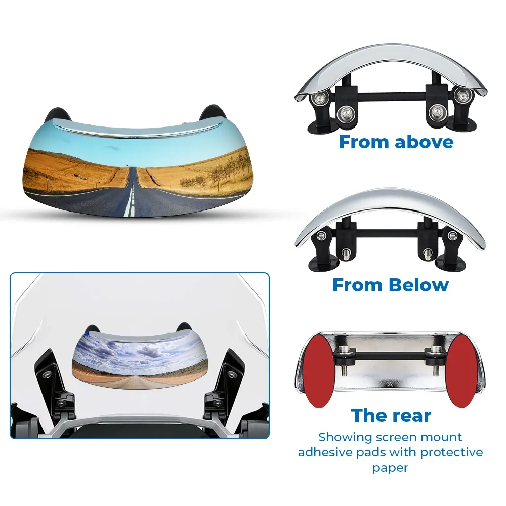 PanoraView 180° – Universal Motorcycle Safety Blind Spot Mirror