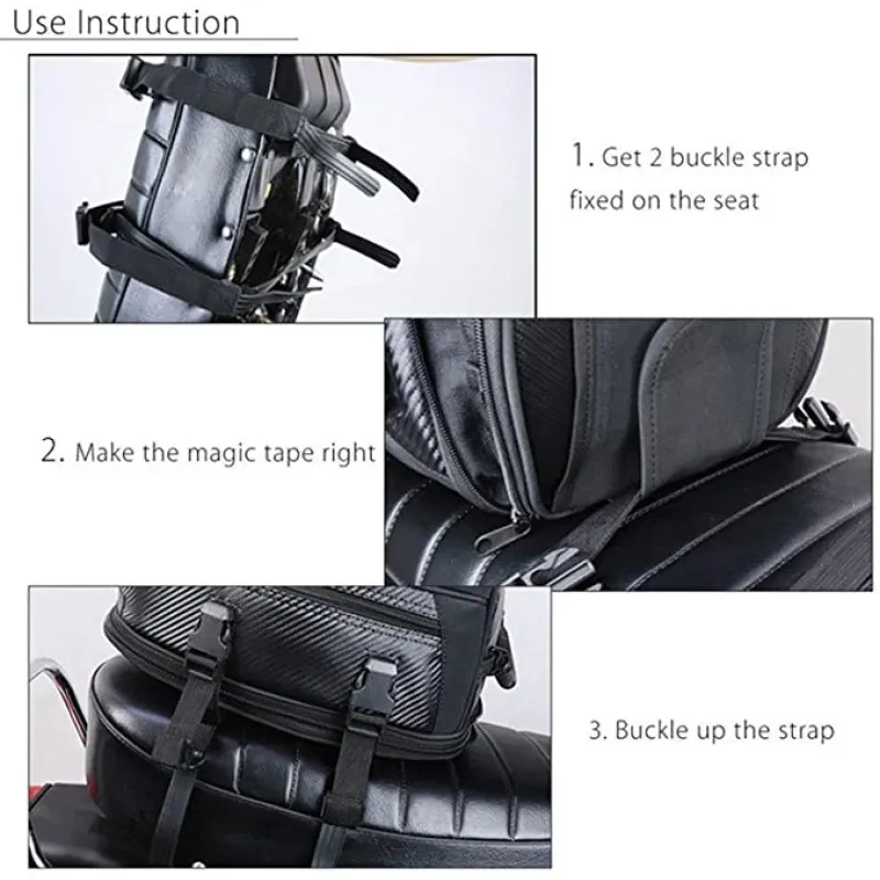 RideCarry Pro – PU Leather Motorcycle Rear Seat Tail Bag