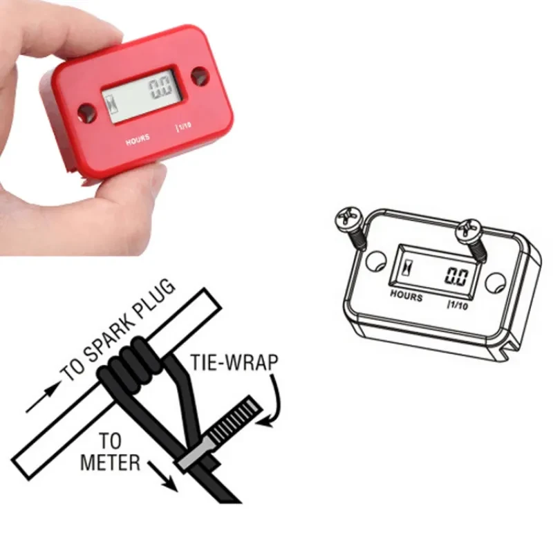 Universal Digital Engine Hour Counter | Waterproof LCD Inductive Gauge