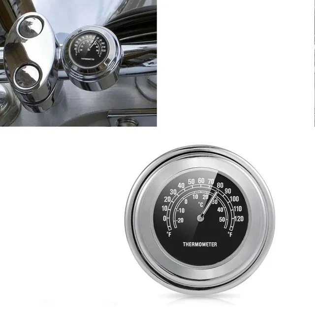 MotoGauge Alloy ThermoClock | Luminous Handlebar Time & Temp Meter