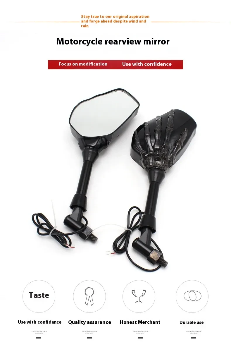 LED Skull Hand Motorcycle Mirrors – Spooky Rearview Ghost Claw Design