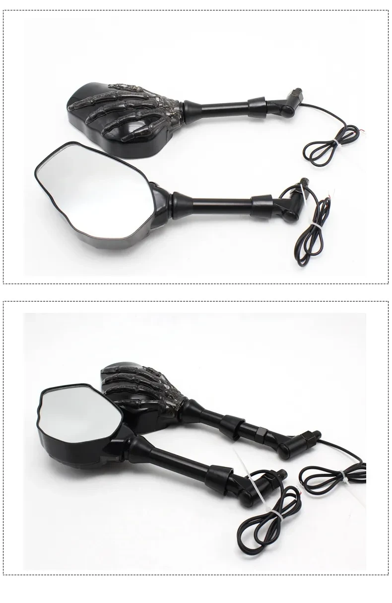 LED Skull Hand Motorcycle Mirrors – Spooky Rearview Ghost Claw Design