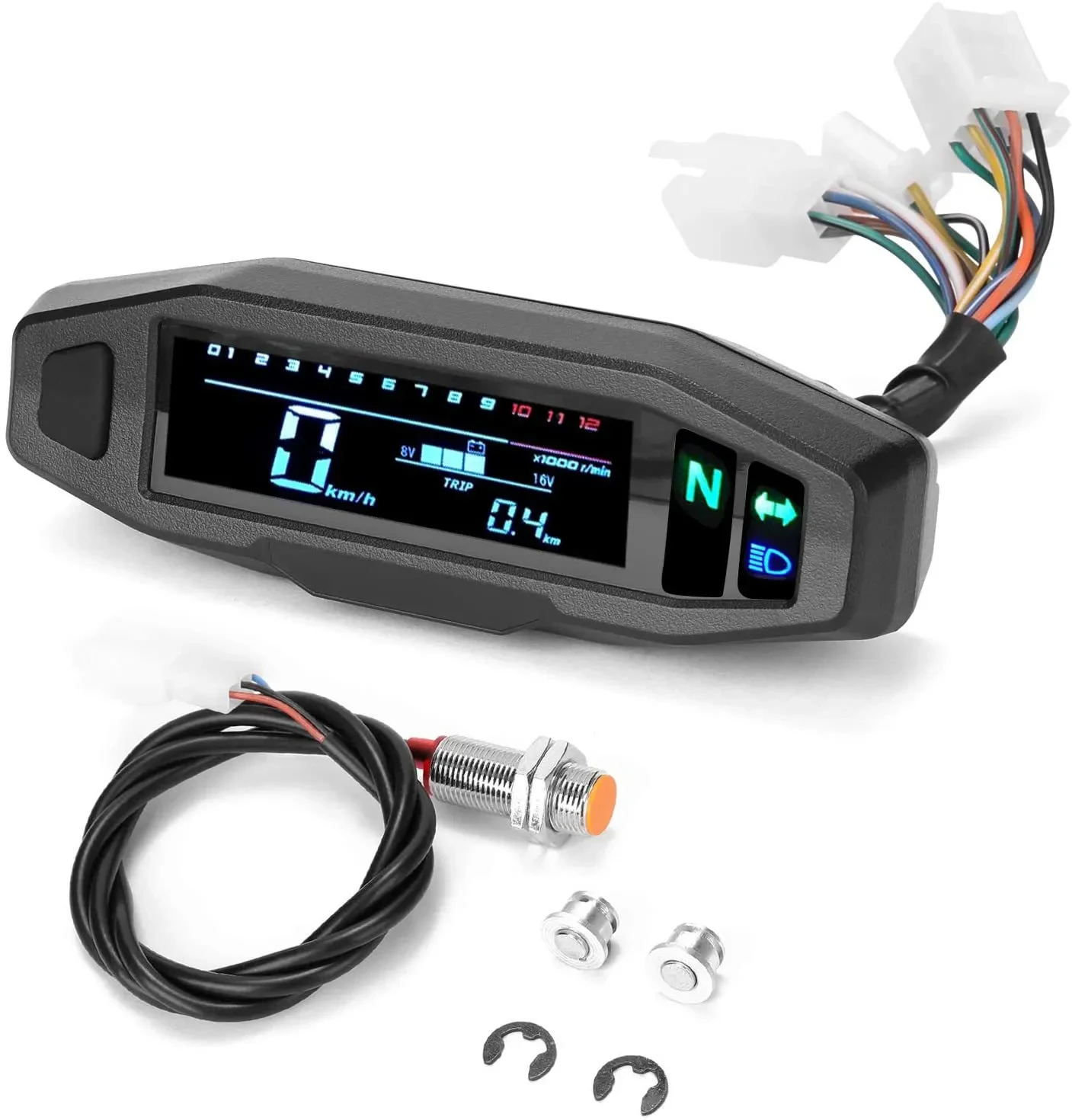 Mini LCD Digital Motorcycle Speedometer – 6-Gear Tachometer Display