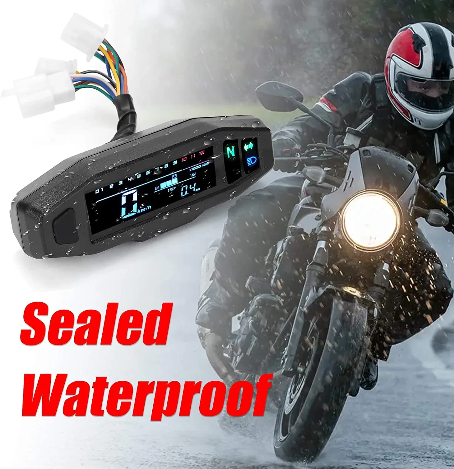 Mini LCD Digital Motorcycle Speedometer – 6-Gear Tachometer Display