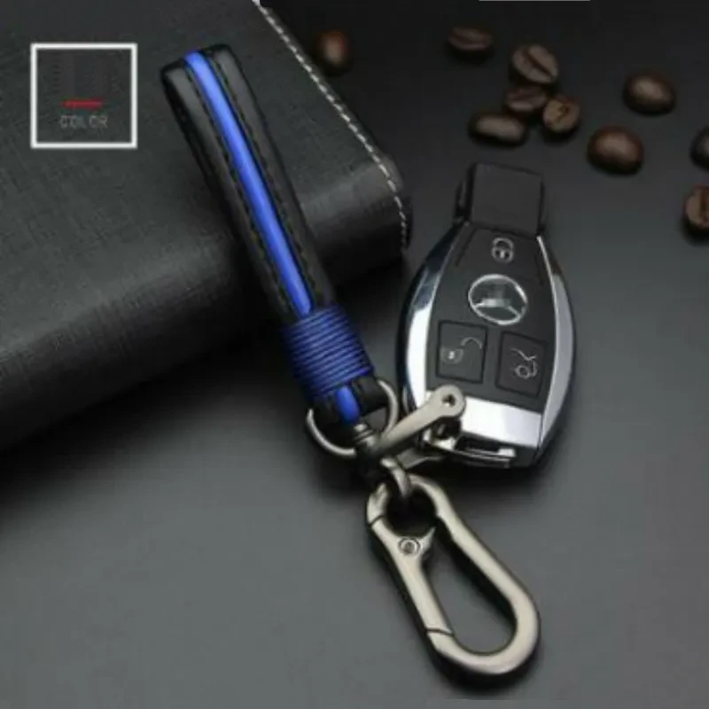 Luxury Woven Leather Couple Keychain Car Key Pendant