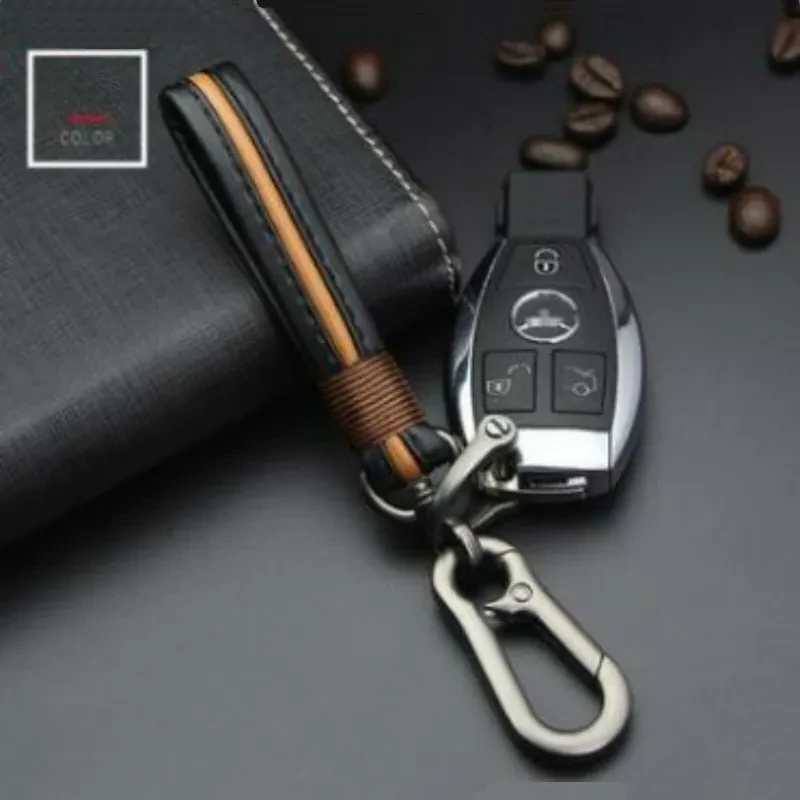 Luxury Woven Leather Couple Keychain Car Key Pendant