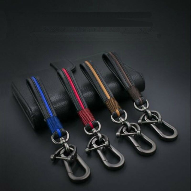 Luxury Woven Leather Couple Keychain Car Key Pendant