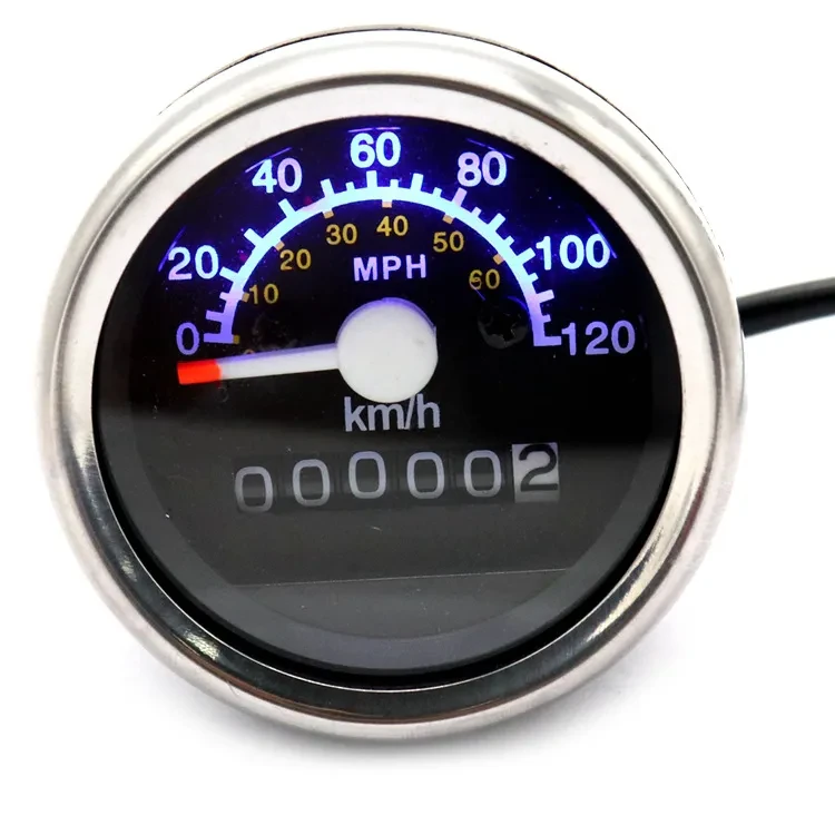Classic Motorcycle Dual Scale Speedometer 12V KMH MPH Gauge