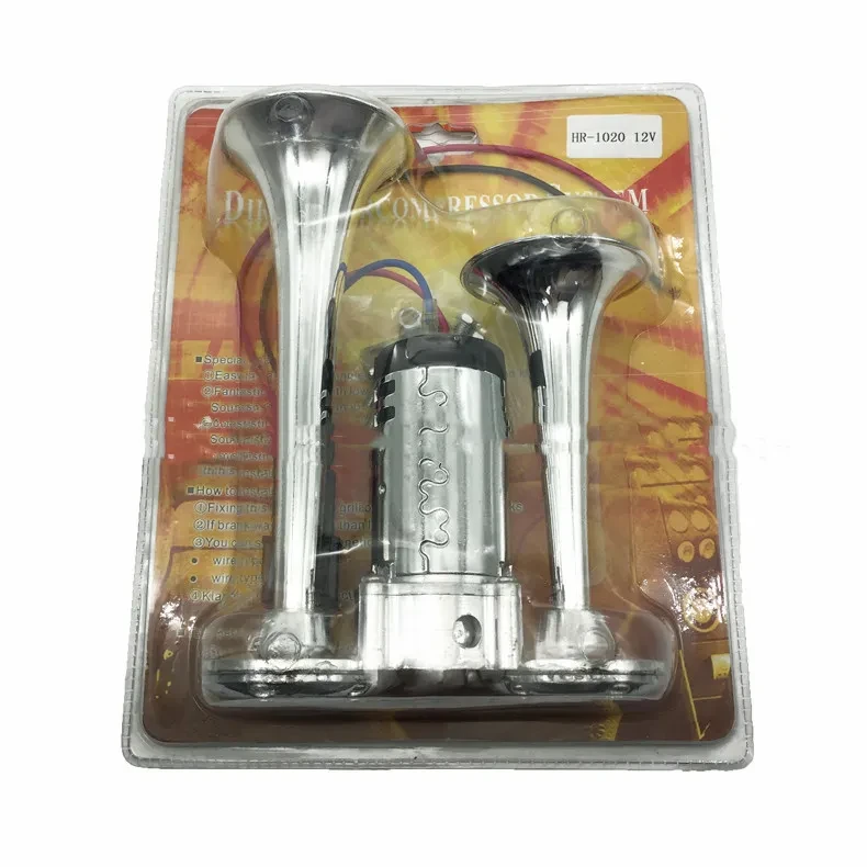 Chrome Dual Pipe Electric Air Horn | 12V/24V Vehicle Use
