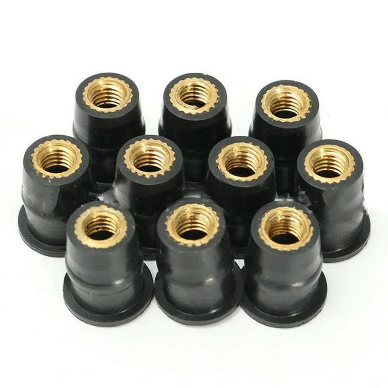 10pcs Motorcycle Rubber Brass Expansion Well Nuts for Windshield Mount