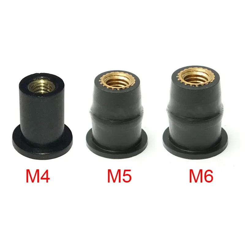 10pcs Motorcycle Rubber Brass Expansion Well Nuts for Windshield Mount