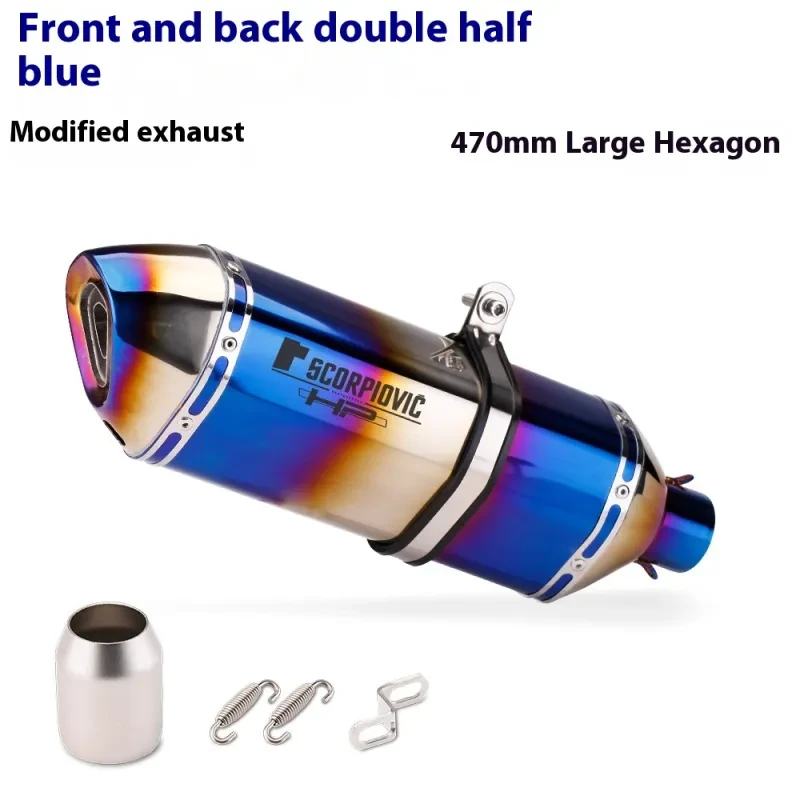 BlazeTone Dual Burnt Blue Exhaust β Stainless Steel Racing Motorcycle Muffler