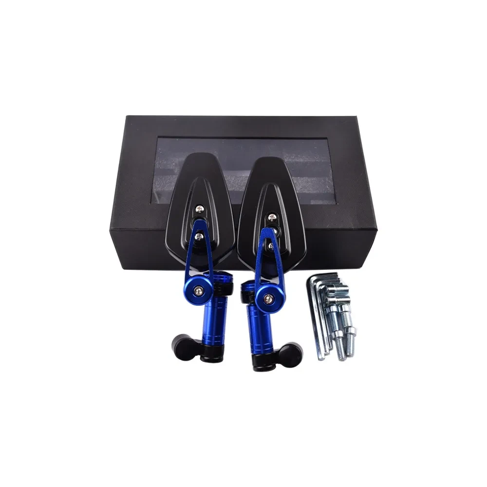 Modified Motorcycle Mirrors – Long Blue Lens Aluminum Mount
