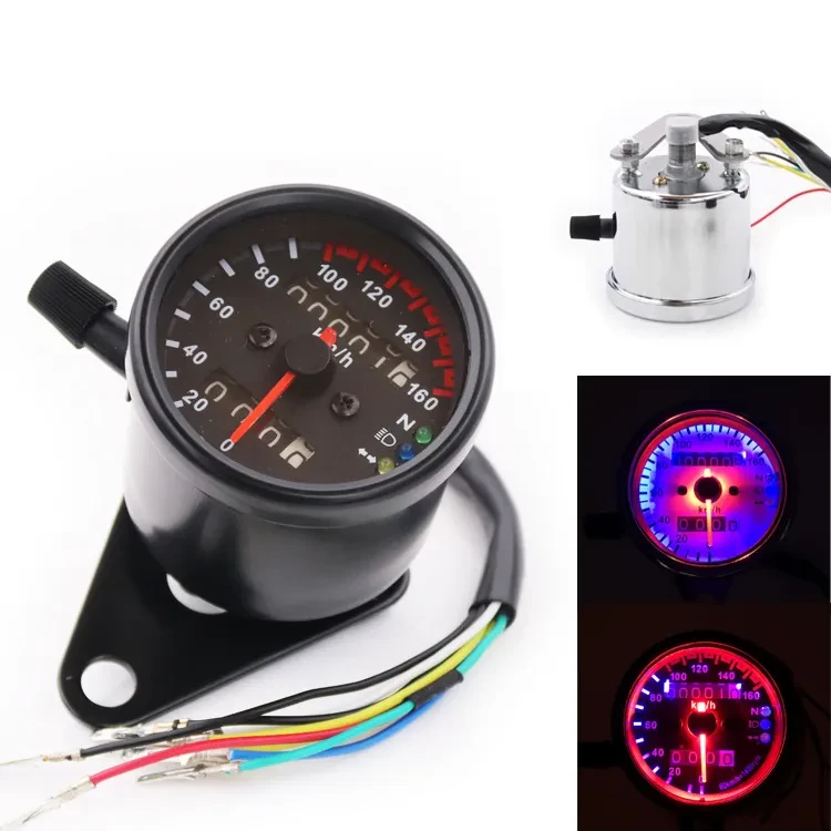 Motorcycle Dual Odometer Gauge β LED Indicator Speedometer 12V