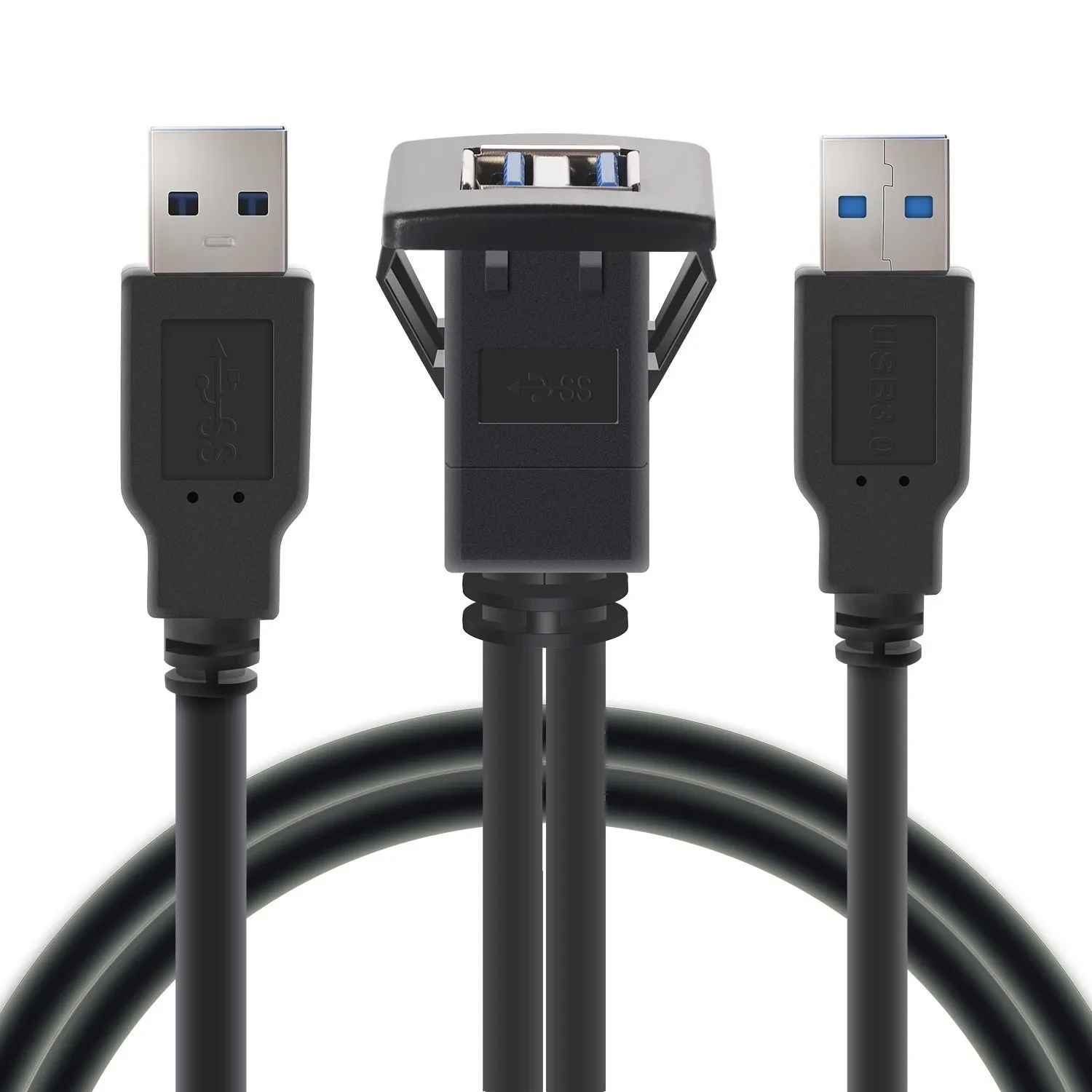 Dual USB 3.0 Extension Cable – Waterproof Car Dashboard Port
