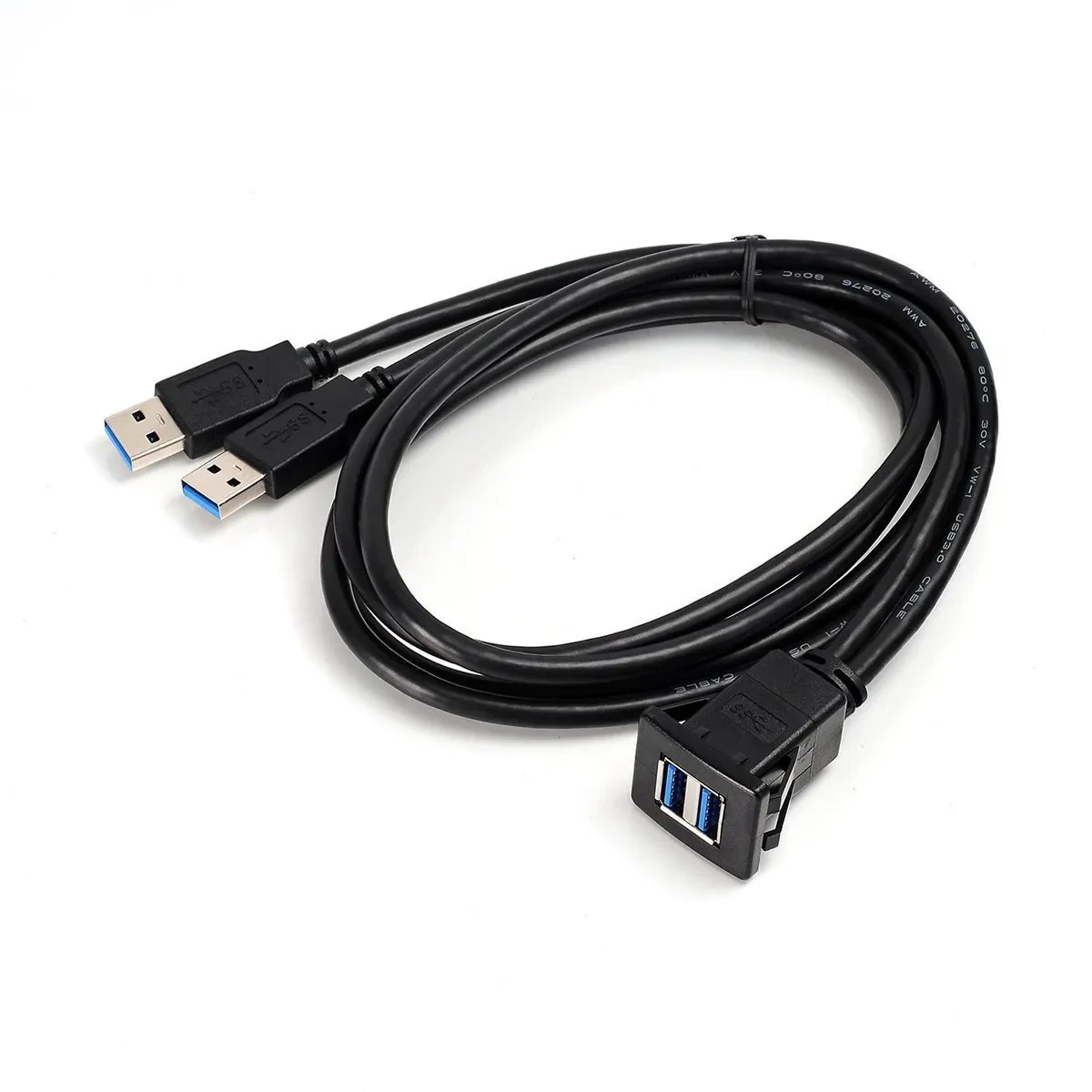 Dual USB 3.0 Extension Cable – Waterproof Car Dashboard Port