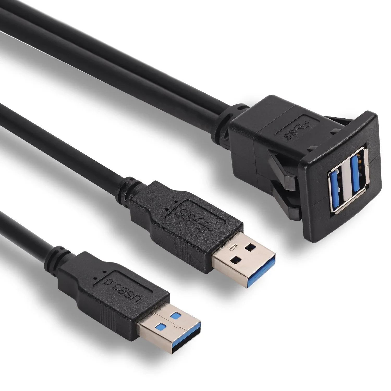 Dual USB 3.0 Extension Cable – Waterproof Car Dashboard Port