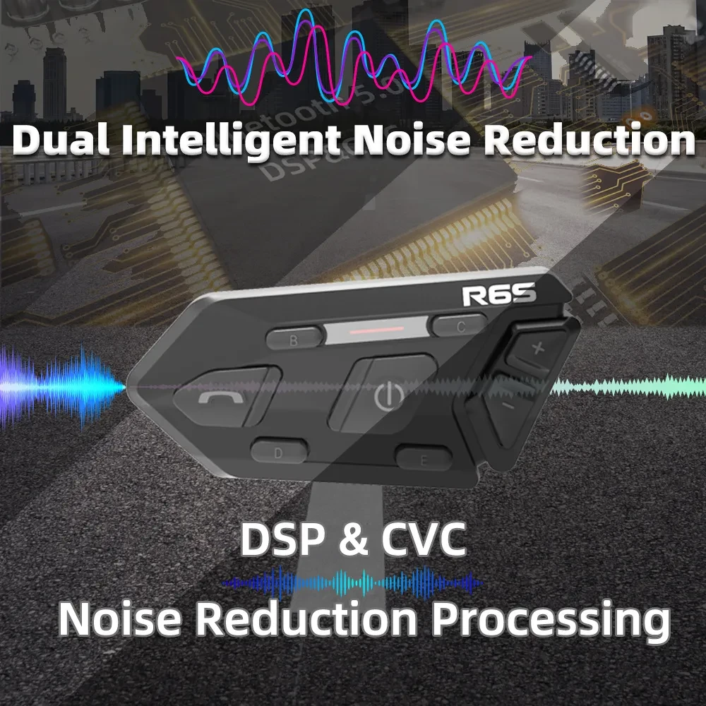 RideSync R6S Helmet Bluetooth Headset – Waterproof Intercom System