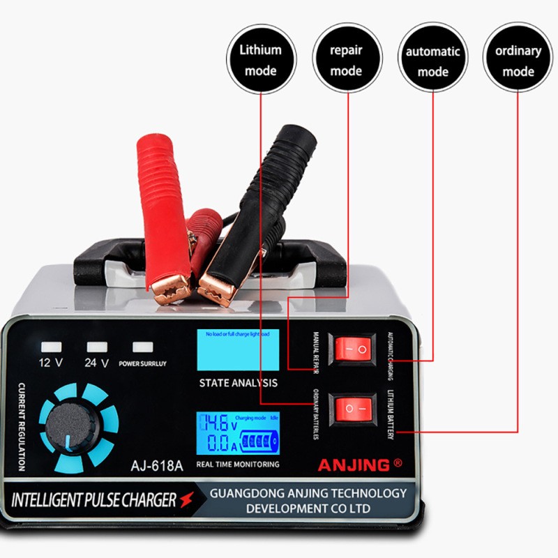 PowerMax 400W Car Battery Charger – 12V/24V Pulse Repair Smart