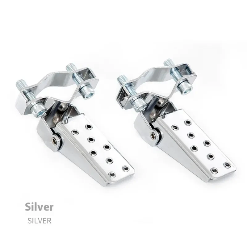 Paddle for Motorcycle Stretcher Modified Anti-Skid Shock Absorption Folding Pedal – Alloy Footrests for Modified Motorcycles (Black/Silver)