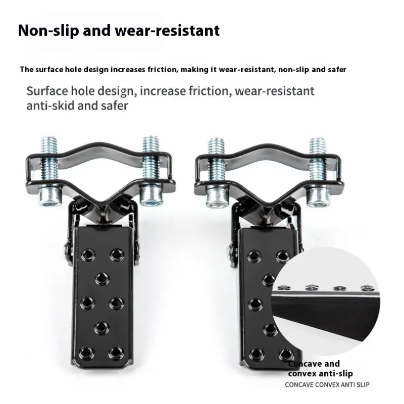 Paddle for Motorcycle Stretcher Modified Anti-Skid Shock Absorption Folding Pedal – Alloy Footrests for Modified Motorcycles (Black/Silver)