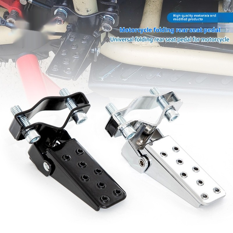 Paddle for Motorcycle Stretcher Modified Anti-Skid Shock Absorption Folding Pedal – Alloy Footrests for Modified Motorcycles (Black/Silver)