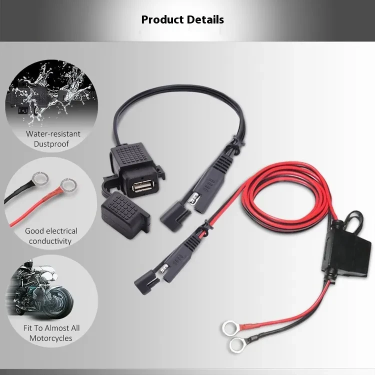 Motorcycle SAE to USB Adapter – 5V/2.1A Phone GPS Charger