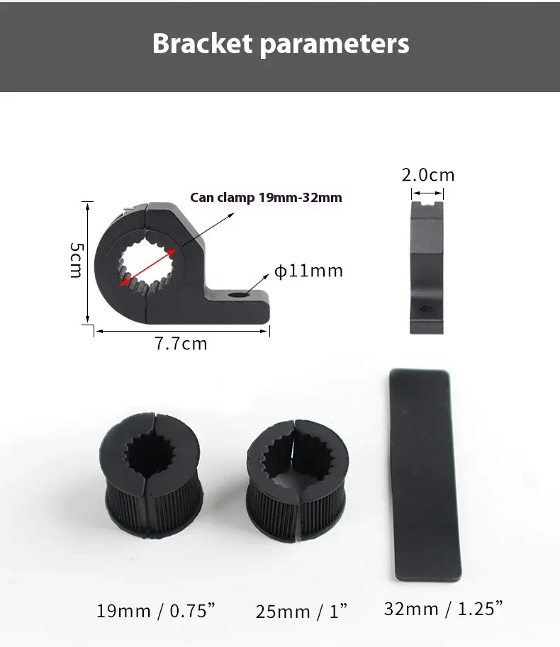 1.25" Car & Motorcycle Spotlight Mount Bracket β Adjustable Clamp Kit