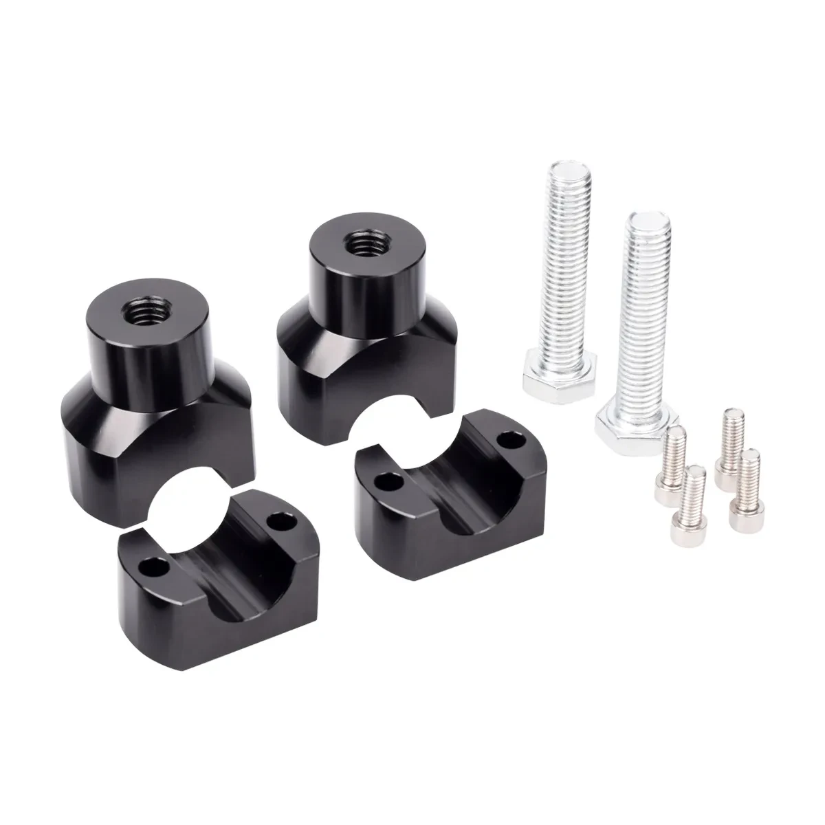 Harley 25MM Handlebar Riser Set – Durable Black & Silver Mounts