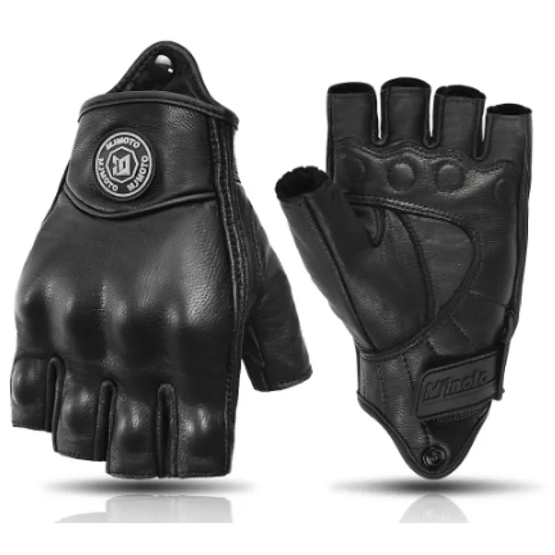 Retro Sheepskin Half Finger Motorcycle Gloves β Unisex & Durable
