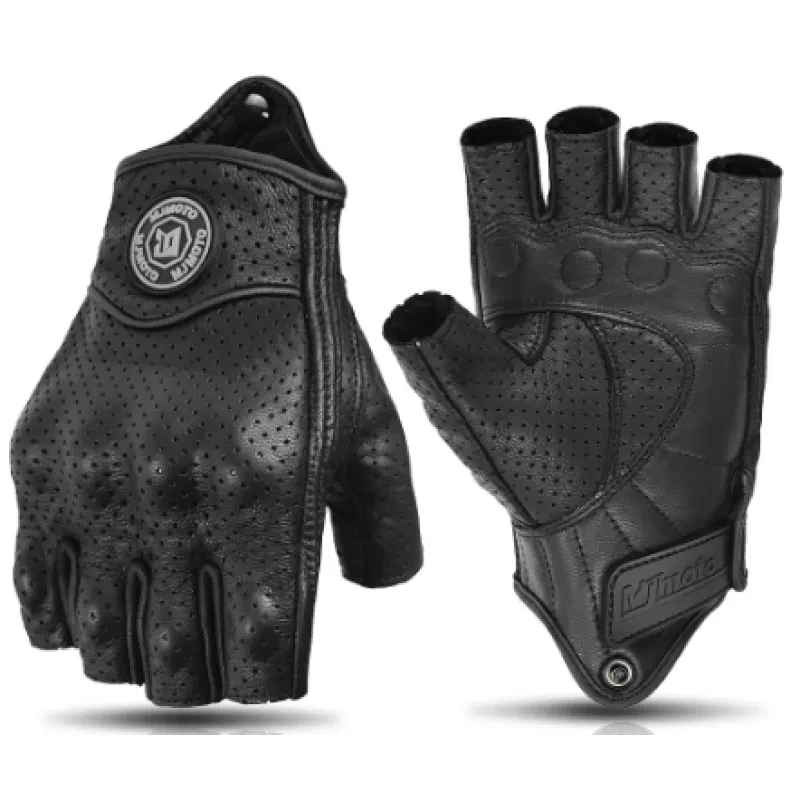 Retro Sheepskin Half Finger Motorcycle Gloves β Unisex & Durable