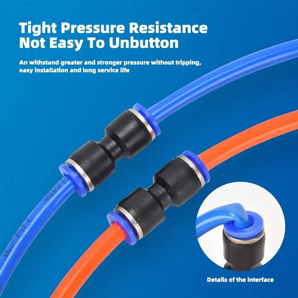 Quick Release Pneumatic Push-In Connector – 1/4" Nylon Fittings Set