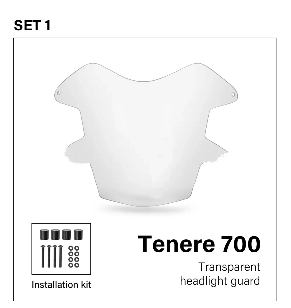 Tenere 700 Headlamp Guard Cover – Clear & Fluorescent Shield