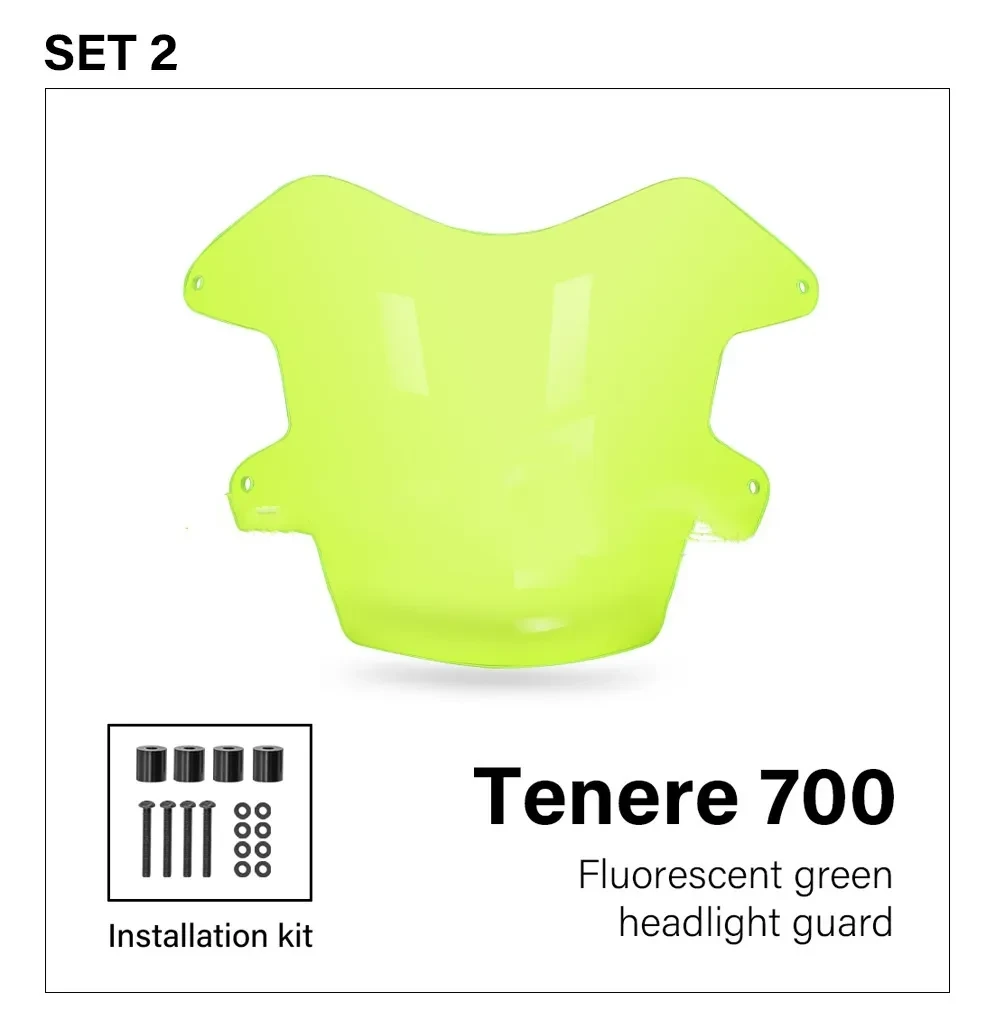 Tenere 700 Headlamp Guard Cover – Clear & Fluorescent Shield