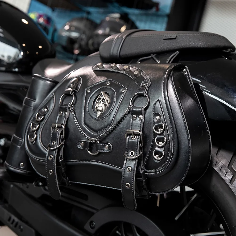 Vintage Leather Side Saddle Bag Set for Motorcycles & E-Bikes