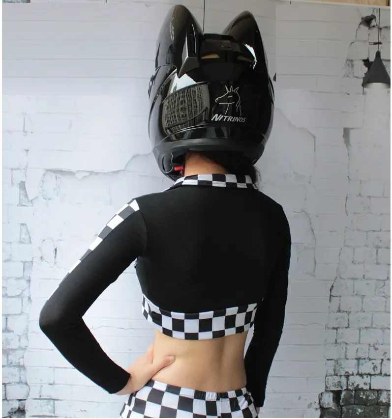 Stylish Cat Ear Riding Helmet with Full Face Protection