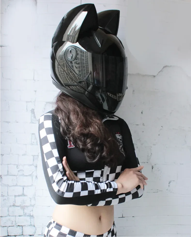 Stylish Cat Ear Riding Helmet with Full Face Protection