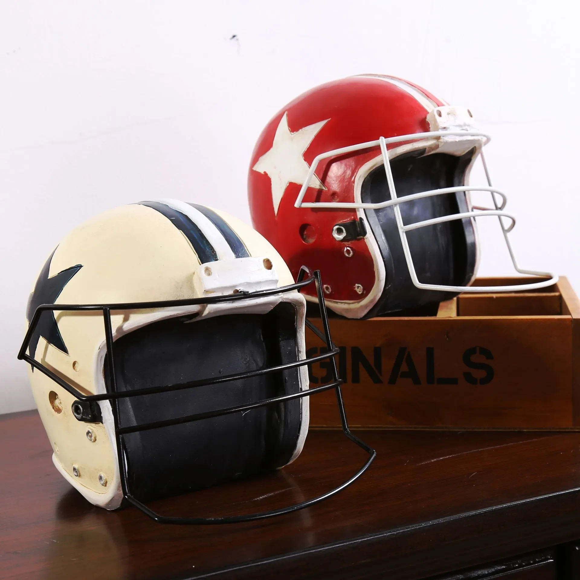 Nordic Resin Motorcycle Helmet Ornament Piggy Bank Decor