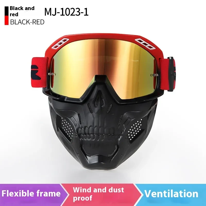 Trendy Full-Rim Motorcycle Goggles with Windproof Mask