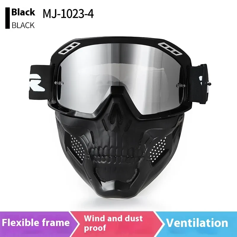 Trendy Full-Rim Motorcycle Goggles with Windproof Mask