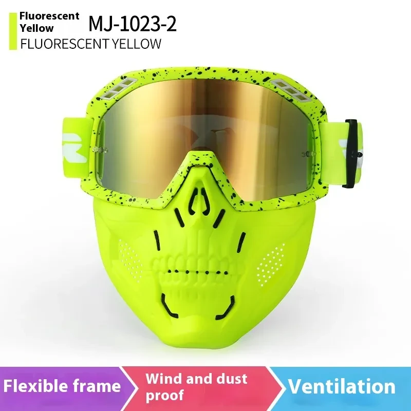 Trendy Full-Rim Motorcycle Goggles with Windproof Mask