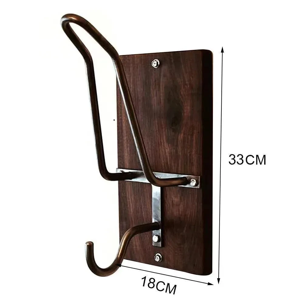 Modern Wooden Helmet Rack with Double Wall Hooks