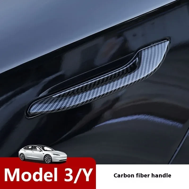 Carbon Fiber Pattern Door Handle Covers for Tesla Vehicles