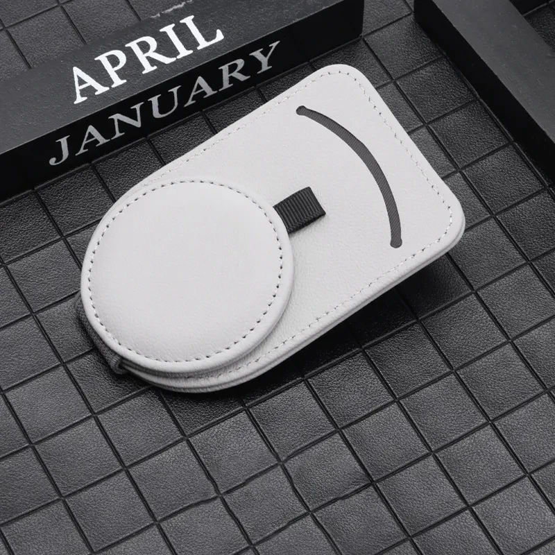 Leather Car Glasses Holder – Sun Visor Clip & Card Organizer Case