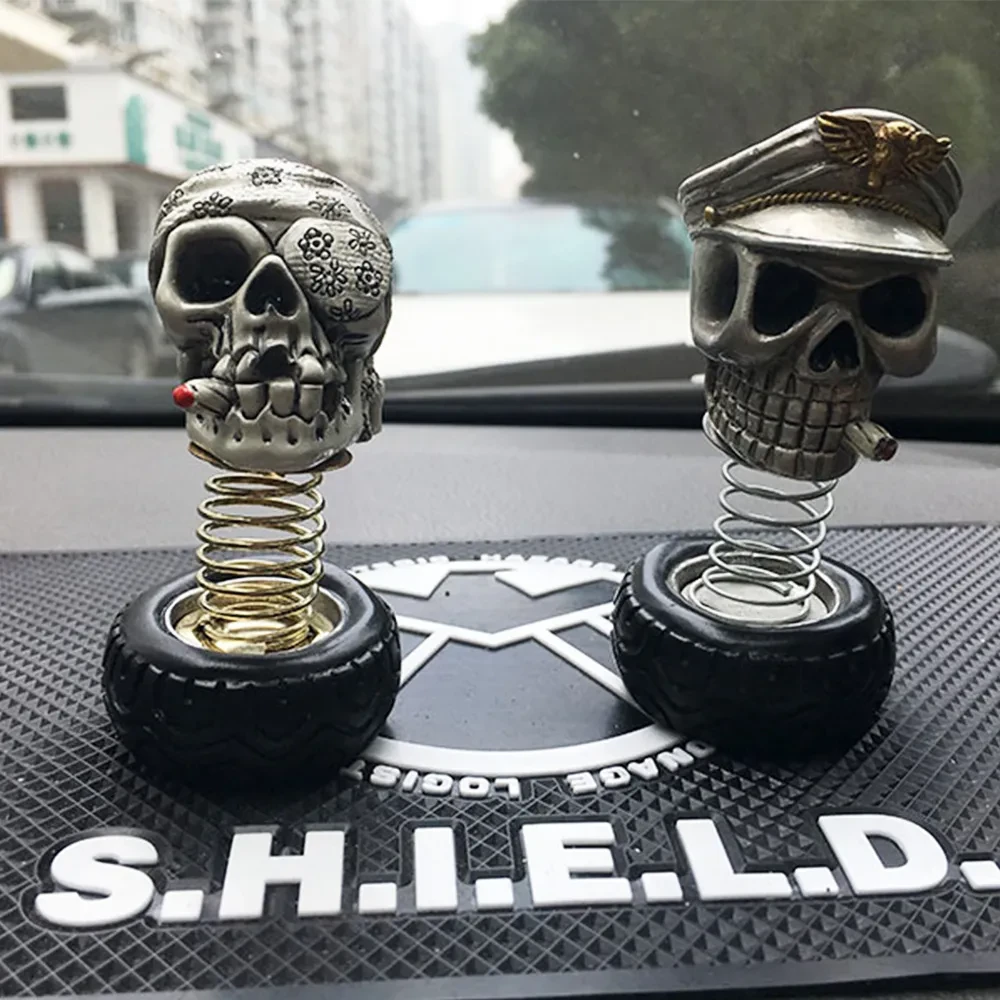 Swinging Skull Car Ornament β Funny Resin Dashboard Decoration